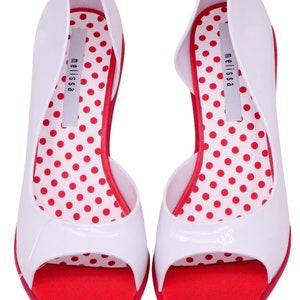 Melissa Grendene Spice Red and White Brazilian Shoes Sizes 7, 8, 9, 10, 11 image 2