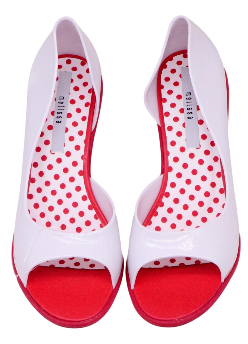 Melissa Grendene Spice Red and White Brazilian Shoes Sizes 7, 8, 9, 10, 11 image 2