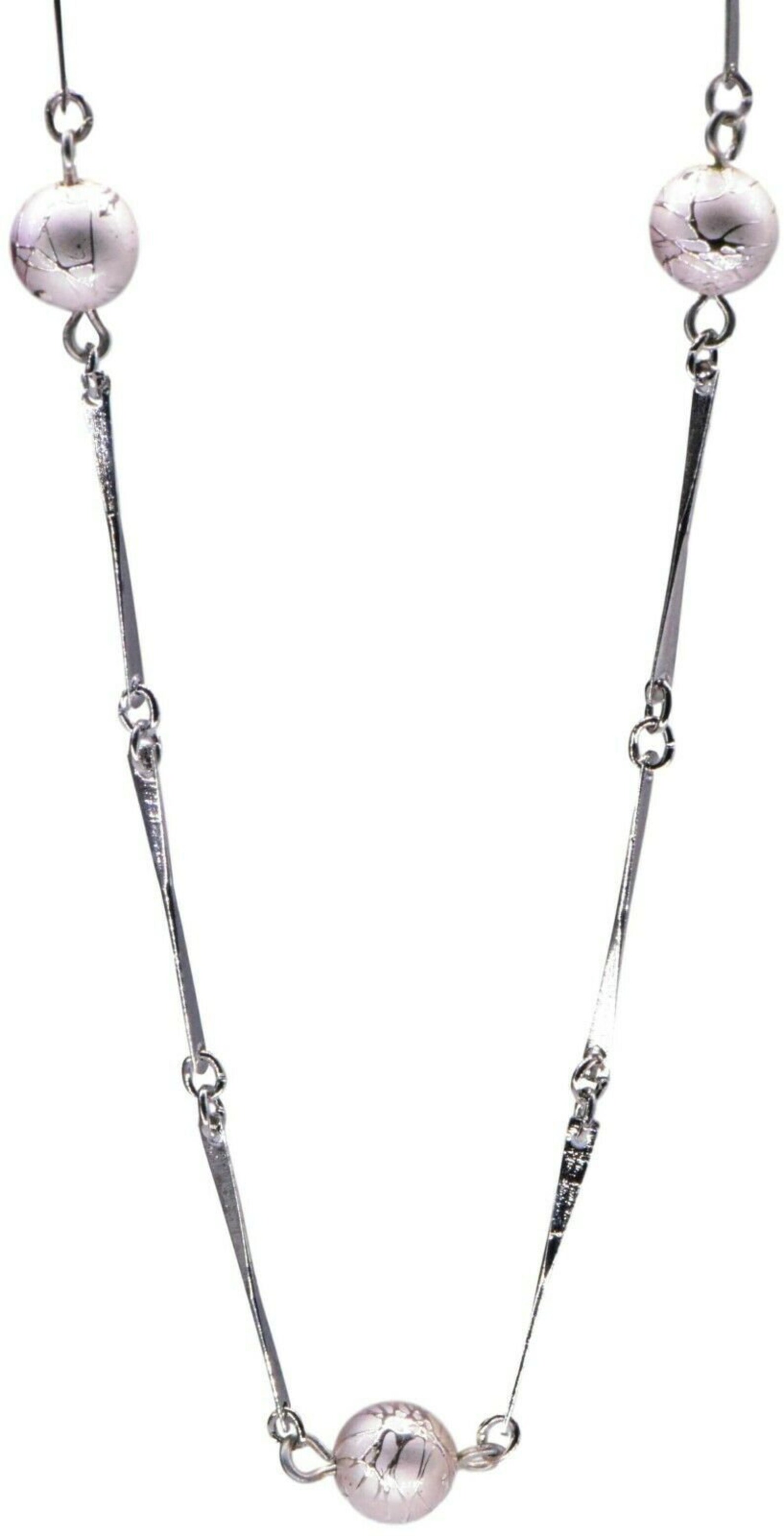 Silver Tone Ball and Bar Chain Necklace Beaded Necklace 15 1/2 Etsy