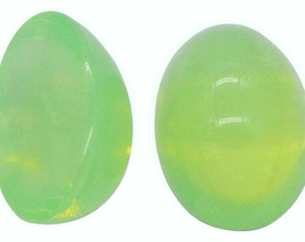 Translucent Green Oval Dome Top Cabochon 18 x 25 mm Jewelry Making Vintage