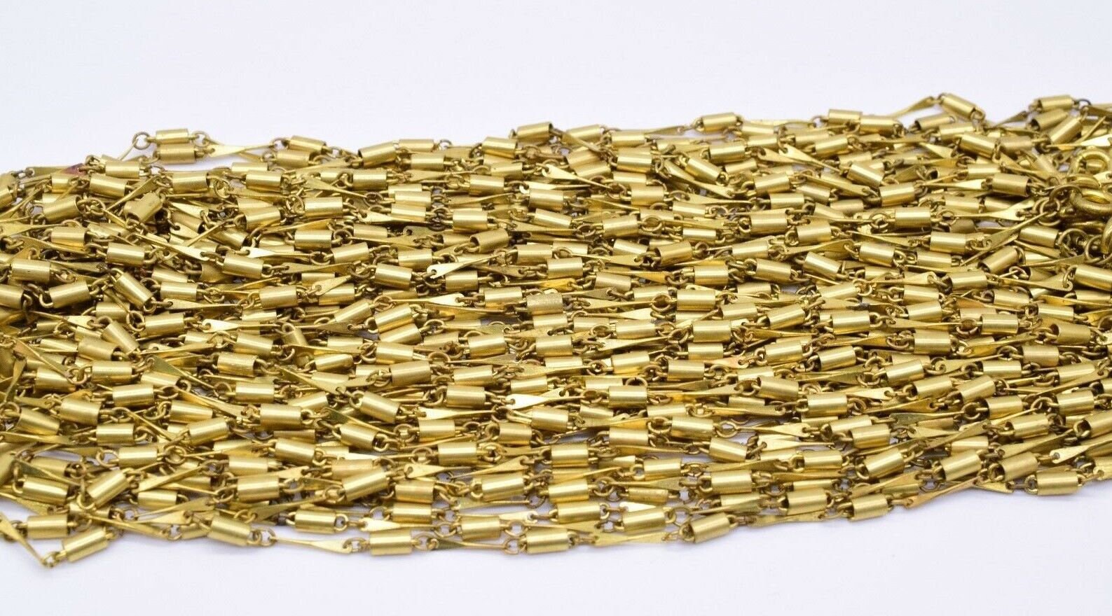 Gold Tone Brass Chain Tube Necklace 15 Etsy