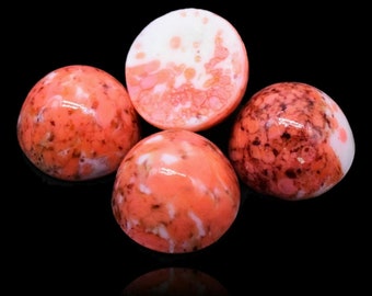 10 Vintage Coral Matrix Dome Top Glass Cabochon Crafts Jewelry Making 11 mm