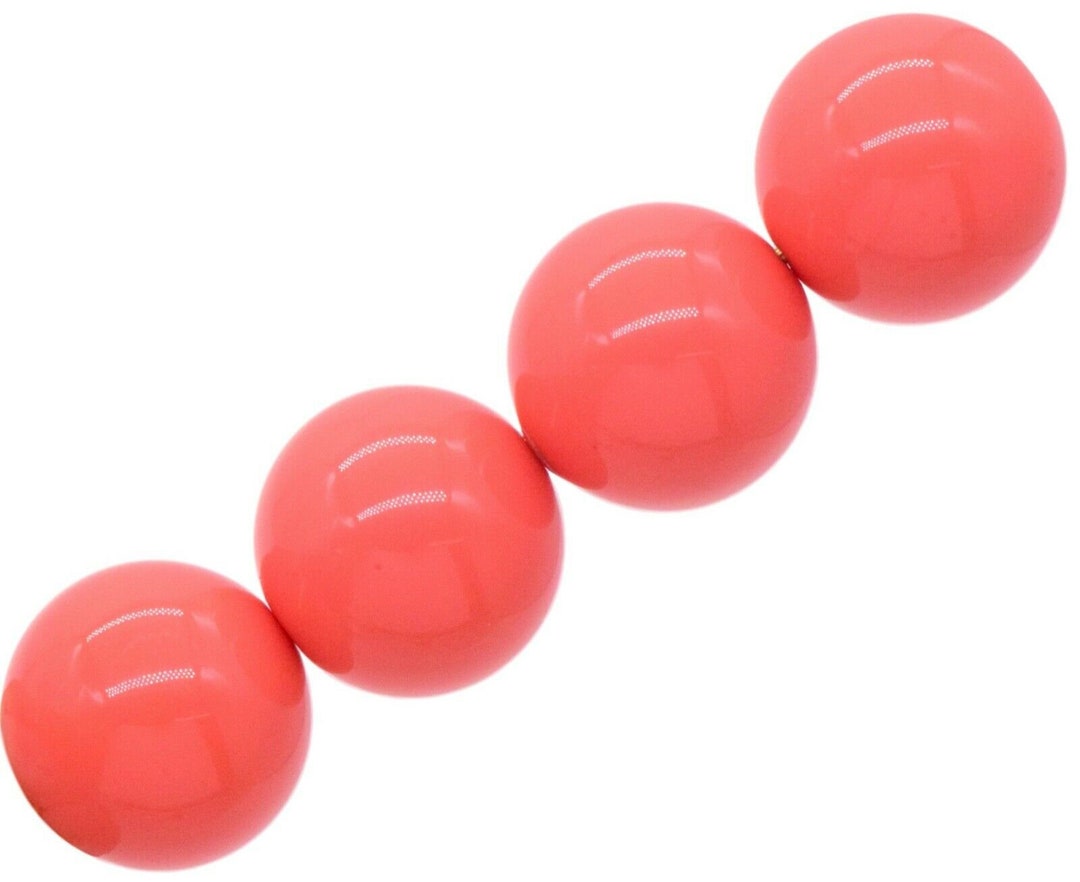 Peach Coral Beads Solid Peach Round Beads Crafts Jewelry Making Vintage