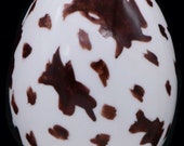 Chamart Limoges France Hand Painted Cow Print Egg Trinket Jewelry Box 3-5 8 quot