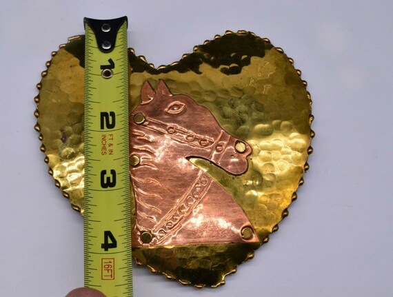 Vintage Copper Brass Horse Heart Shape Belt Buckl… - image 10