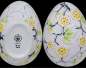 Chamart Limoges France Hand Painted Yellow Floral Jewelry Trinket Box Egg 4-5 8 quot