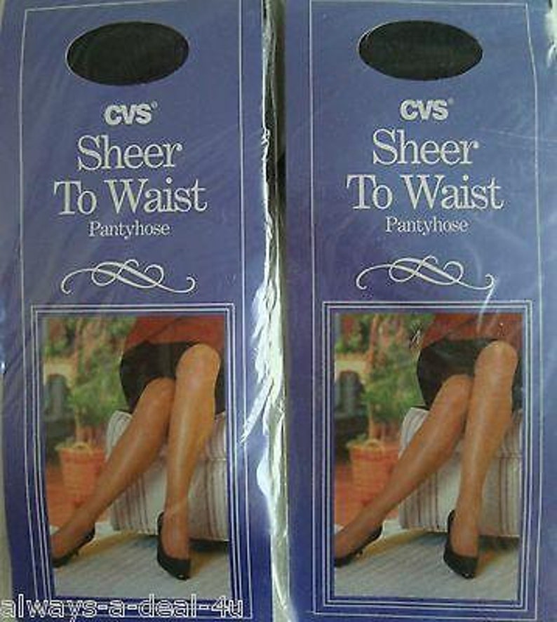 5 CVS Sheer To Waist Pantyhose / Extra Tall_Black_Cotton Etsy
