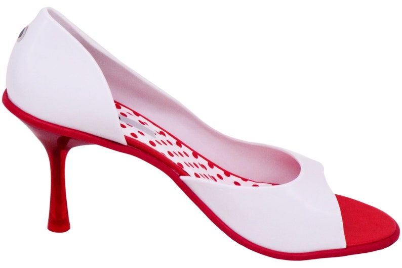 Melissa Grendene Spice Red and White Brazilian Shoes Sizes 7, 8, 9, 10, 11 image 3