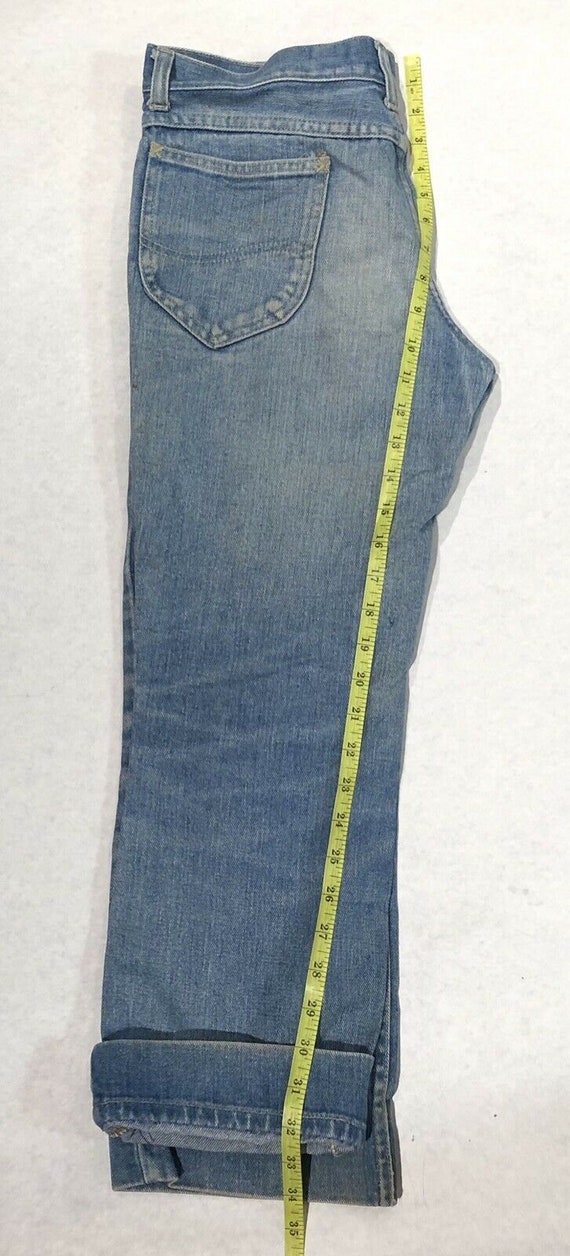 VTG Lee Capri Jeans Womens Size 18 Elastic Waist Side Denim Blue