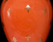 Limoges France Fontanille and Marraud (F.M.) Orange Gold Floral Egg Trinket 4-3 4 quot