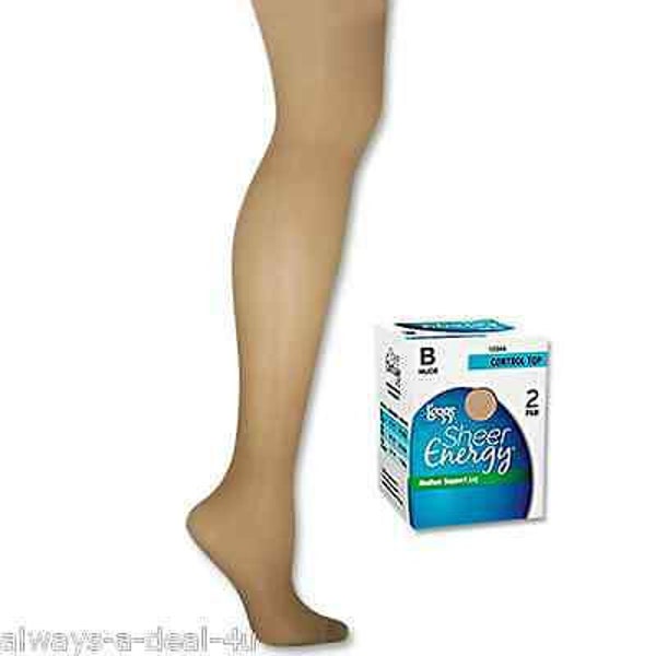 2 L'eggs Women's Sheer Energy, Sheer Vitality Control Top Pantyhose, Suntan, B