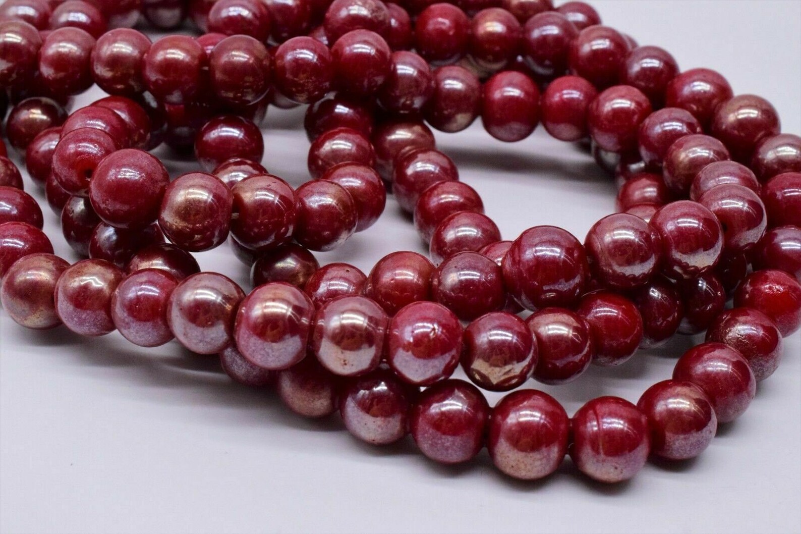 20 glossy burgundy round beads jewelry making crafts 9 mm - Etsy 日本