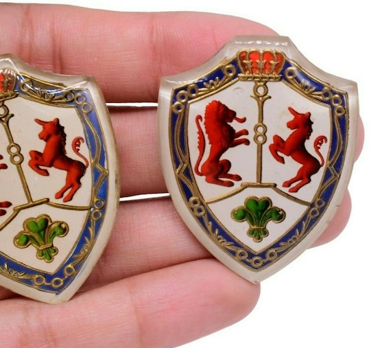 10 Glass Royal Coat Of Arms Lion&Unicorn Shield He