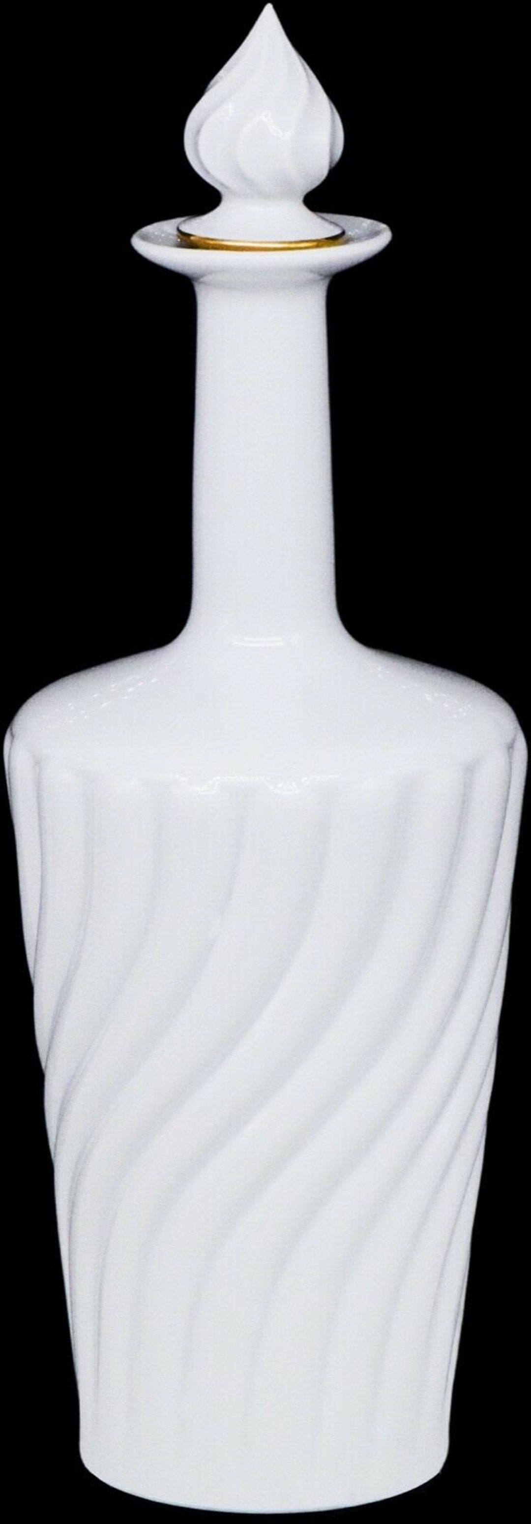 Limoges France MNP Depose Porcelain White Gold Trim Wine Decanter 131/