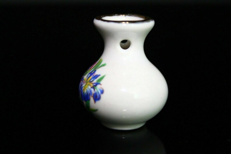 Flower Vase Pendant Charm Ceramic Porcelain Jewelry Making 28.5 mm Vintage image 2