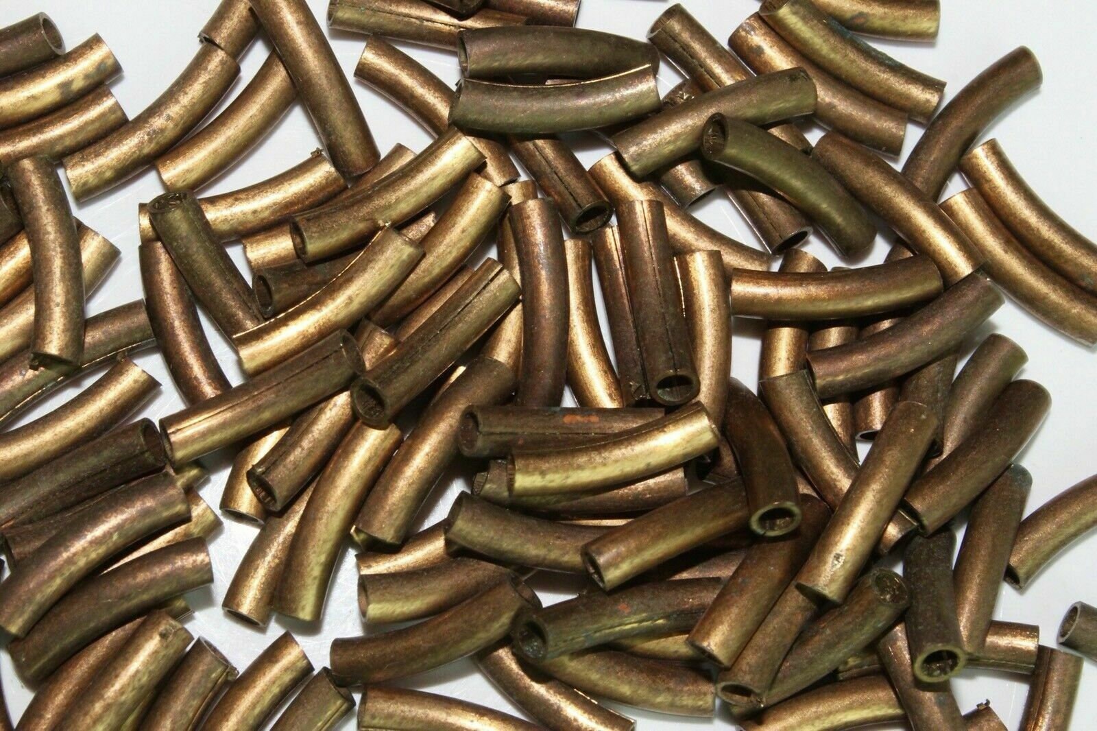 100 Antique Brass Curved Metal Tube Beads Jewelry Findings 18 Etsy