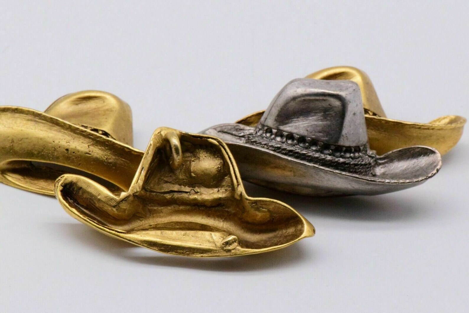 Antique Gold/ Silver Tone Cowboy Hat Pendant Charm 57 X 27 Mm Etsy