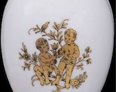 Chamart Limoges France Gold Gemini Zodiac White Porcelain Egg Trinket Box