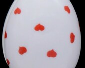 Chamart limoges france white porcelain egg trinket jewelry box with red hearts