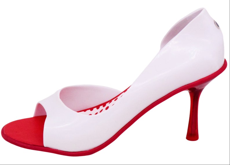 Melissa Grendene Spice Red and White Brazilian Shoes Sizes 7, 8, 9, 10, 11 image 1