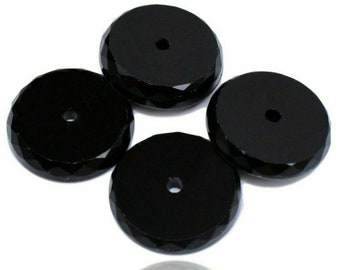 10 Glass Black Round Beads Faceted Crafts Jewelry Making Germany 30 mm Vintage