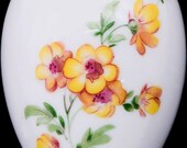 Chamart Limoges France Yellow Flowers Porcelain Egg Trinket Jewelry Box 2 quot