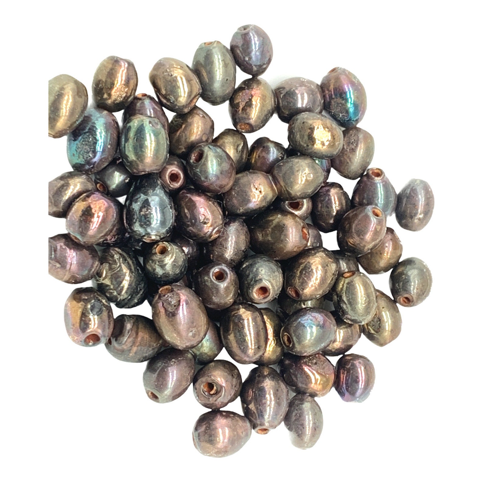 Glass Iridescent Rainbow Sheen Beads 810mm Vintage Etsy