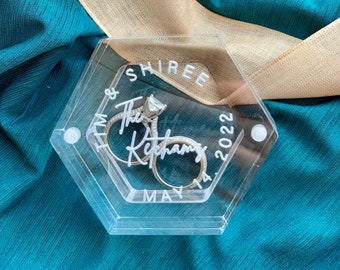 Personalized Wedding Ring Box, Acrylic Ring Box, Ring Box, Custom Ring Box, Ring Bearer, Wedding Gift, Engraved Ring Box, Wedding Gift