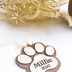 Dog Paw Print Ornament, Dog Ornament, Pet Ornament, Gift For Pet, Personalized Dog Ornament, Wood Ornament, Christmas Pet Ornament, Puppy image 4