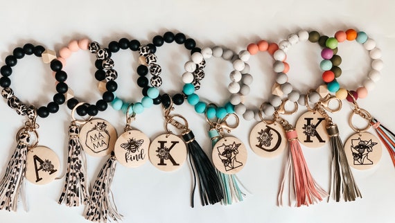 Beaded Wristlet Keychain Wristlet Keychain Silicone Bead