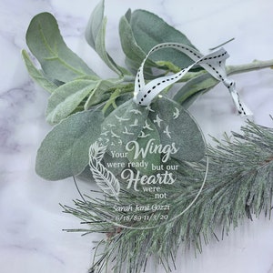 Memorial Ornament| Personalized Ornament| Sympathy Gift| Engraved Ornament| Wings were ready