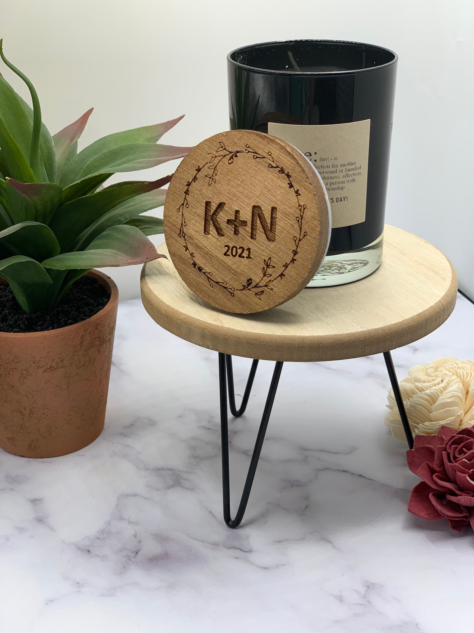 Personalized Candle Engraved Candle Lids Custom Candle Etsy