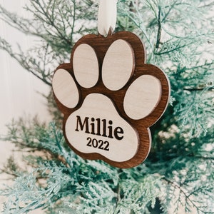 Dog Paw Print Ornament, Dog Ornament, Pet Ornament, Gift For Pet, Personalized Dog Ornament, Wood Ornament, Christmas Pet Ornament, Puppy image 2