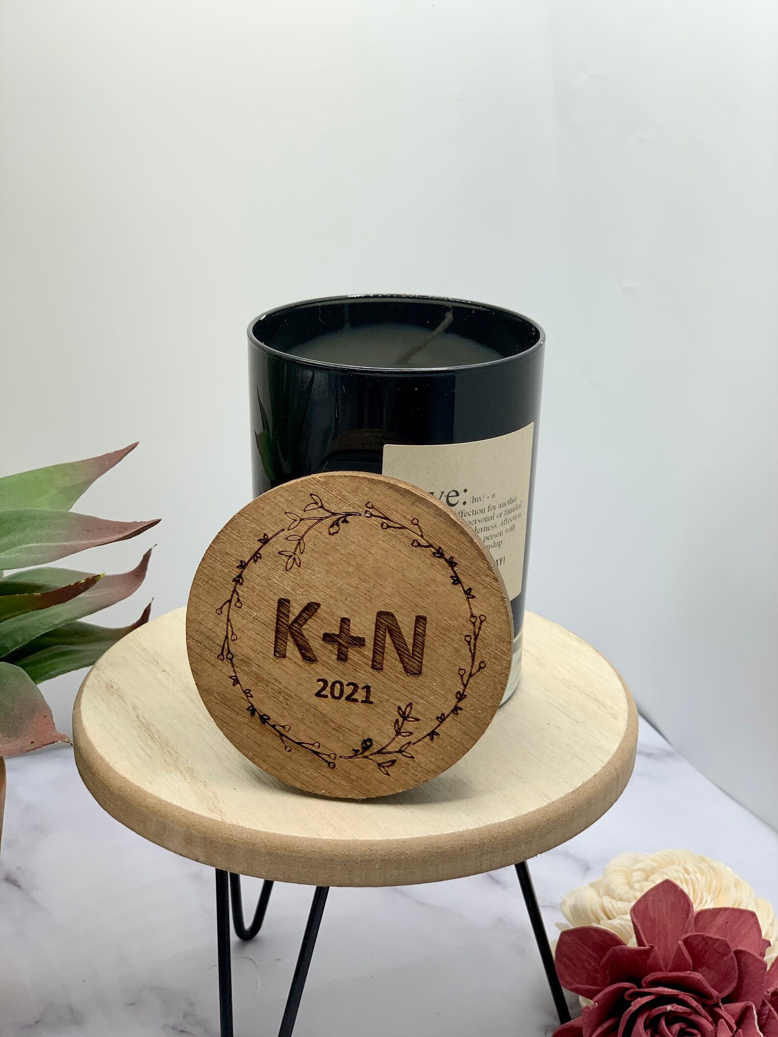 Personalized Candle Engraved Candle Lids Custom Candle Etsy