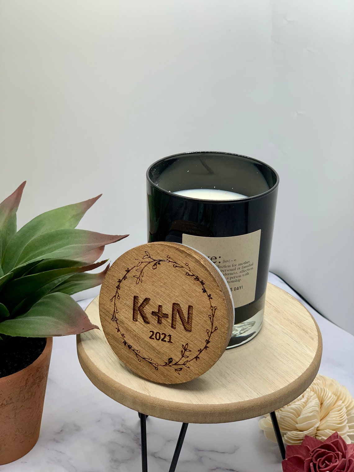 Personalized Candle Engraved Candle Lids Custom Candle Etsy