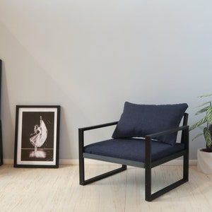 Miniature black armchair, 1:12th scale, modern miniature furniture for dollhouses image 6