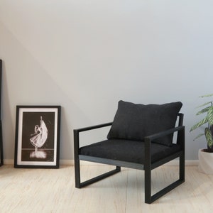 Miniature black armchair, 1:12th scale, modern miniature furniture for dollhouses image 5