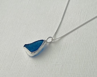 Deep ocean blue sea glass pendant , Deep blue sea glass necklace, Cornish ocean blue sea glass pendant, , something blue wedding jewellery