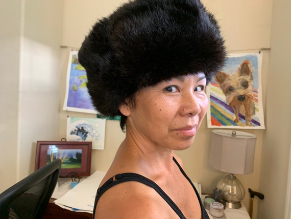 Russian Vintage Blue Fox Fur Trapper hat