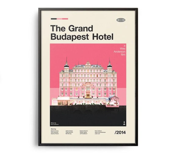 The Garand Budapest Hotel Movie Print, Retro Movie Poster, Midcentury Modern, Retro TV Show Poster, Minimal Movie Art, Best Movies