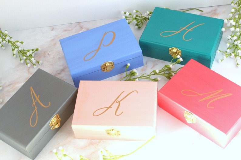 Personalized Initial Jewelry Box // Bridesmaid Gift Box // Etsy