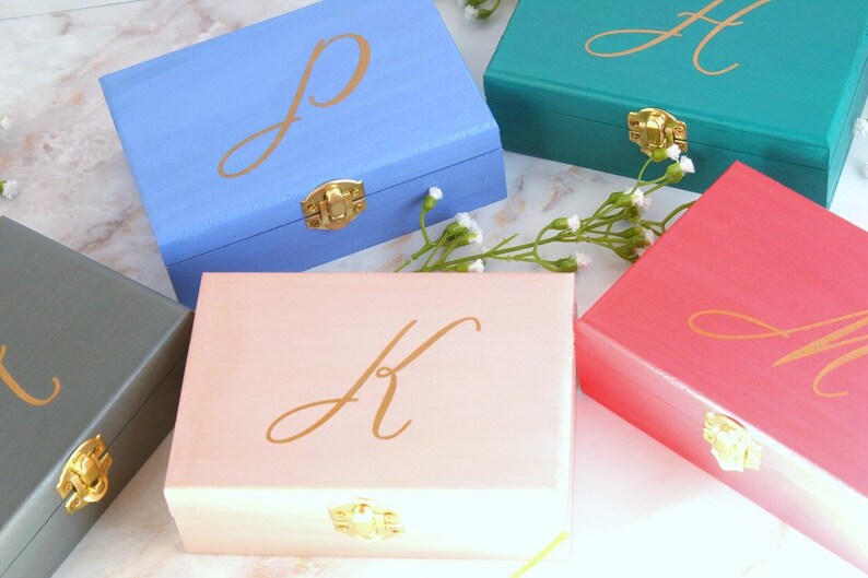 Personalized Initial Jewelry Box // Bridesmaid Gift Box // Etsy