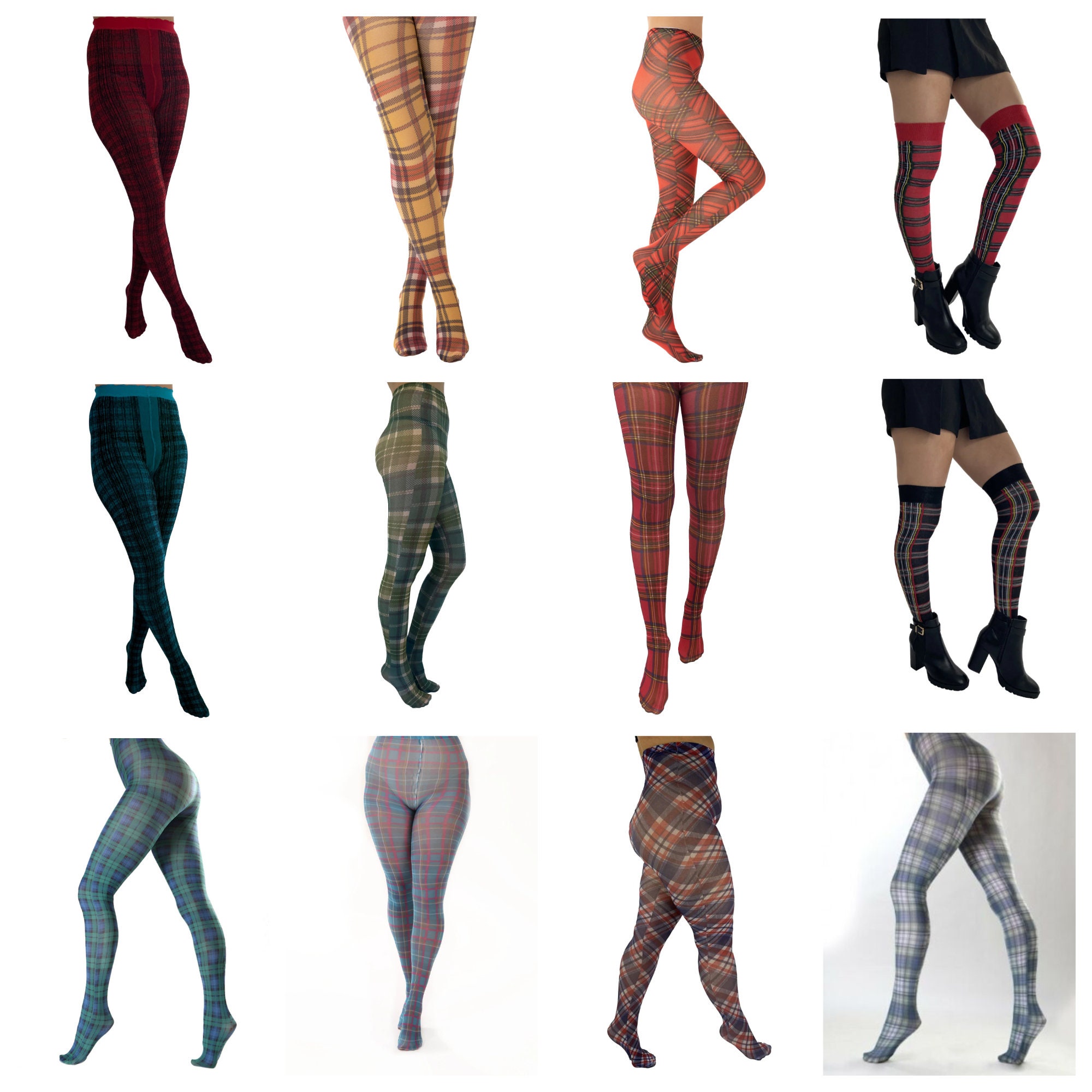 Plaid Tights Cunningham Tartan Print Opaque Pantyhose for Women -   Canada