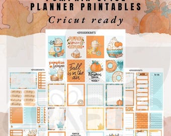 Cricut Ready Pumpkin Spice Fall Planner Printable Stickers- PNG FILE