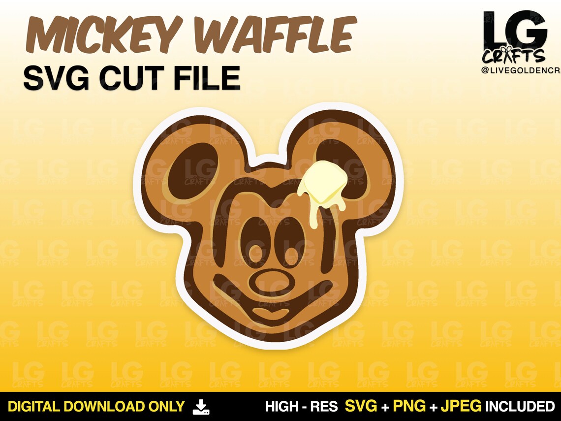 Mickey Waffle Sticker Mouse Shaped Waffle Printable- SVG PNG JPEG| Digital Download Files ...