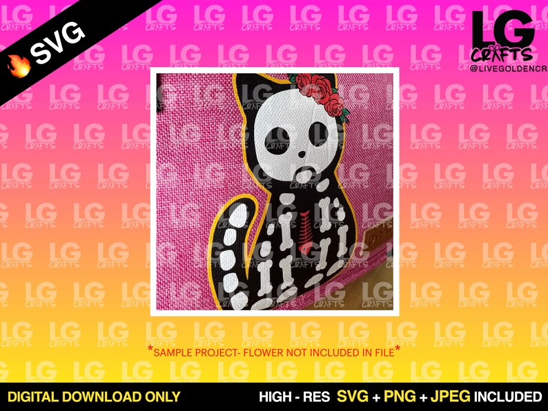 Day of the Dead Cat Printable SVG PNG JPEG Digital Download Files for ...