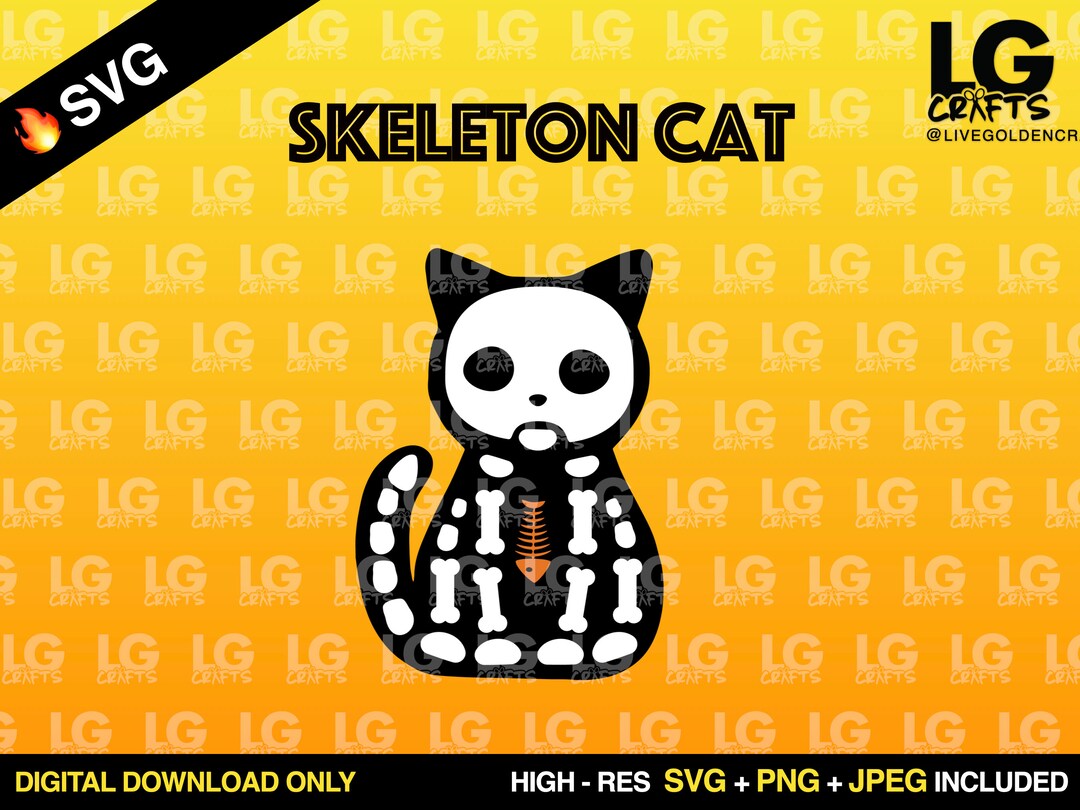 Cat Skeleton Printable- SVG PNG JPEG| Digital Download Files | for ...