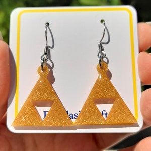 Triforce Earrings, Rupee Earrings, Zelda Earrings, Zelda Triforce Earrings, Unique Gift, Gift for Her, Birthday Present