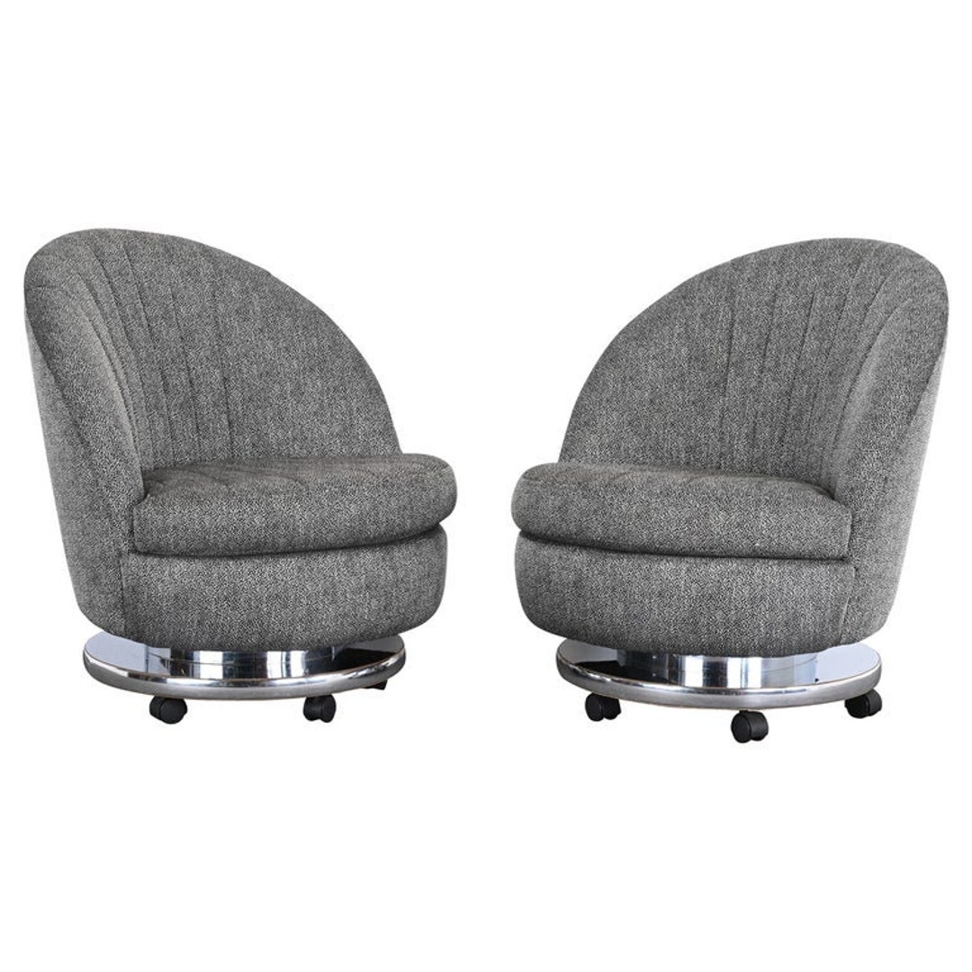 Thayer Small Rocker Pair of Milo Baughman Swivel Rocking Chairs for Thayer Coggin, 1995 - Etsy