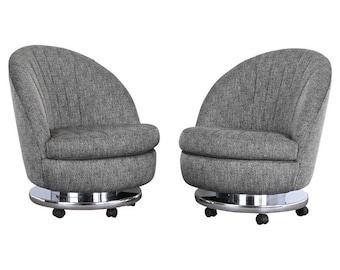 Pair of Milo Baughman Swivel Rocking Chairs for Thayer Coggin, 1995